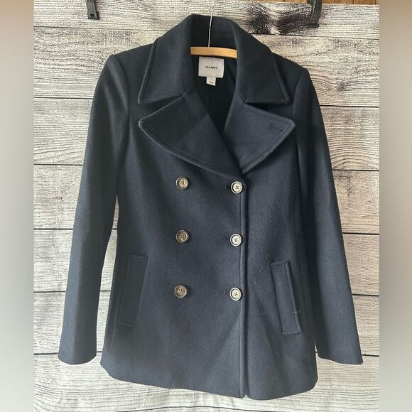 Old Navy wool blend navy blue pea coat size small - Picture 9 of 11